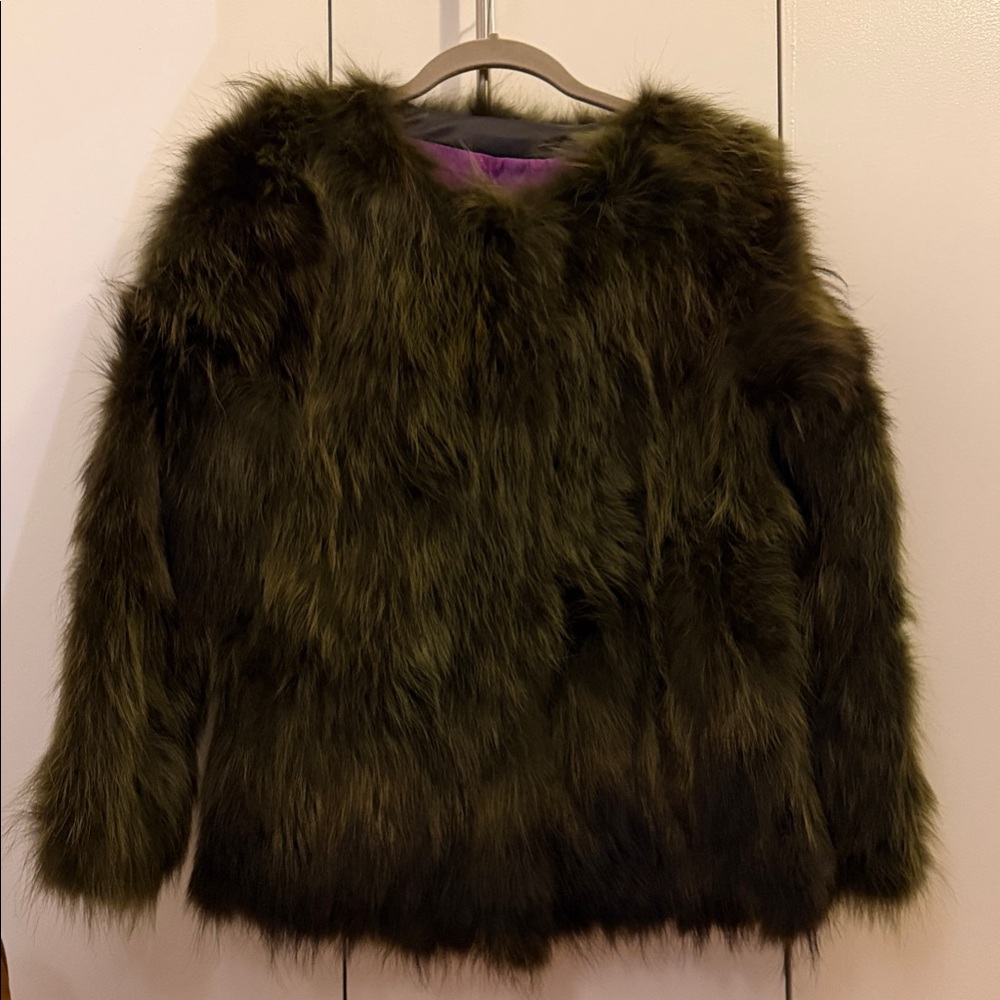 Women’s full fox bolero olive green